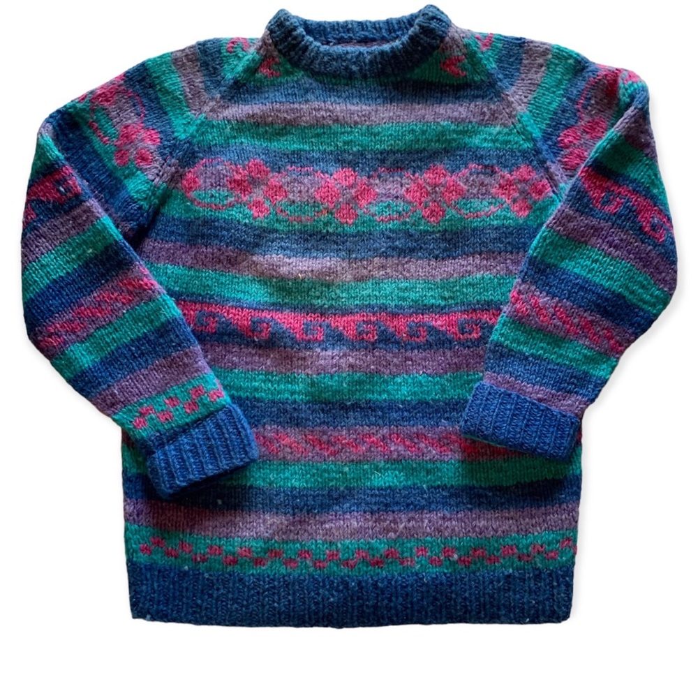 Vintage knit sweater crewneck grandma sweater